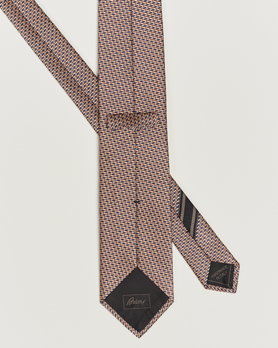 Homme | Brioni Geometrical Jacquard Silk Tie Brown | Brioni | Geometrical Jacquard Silk Tie Brown