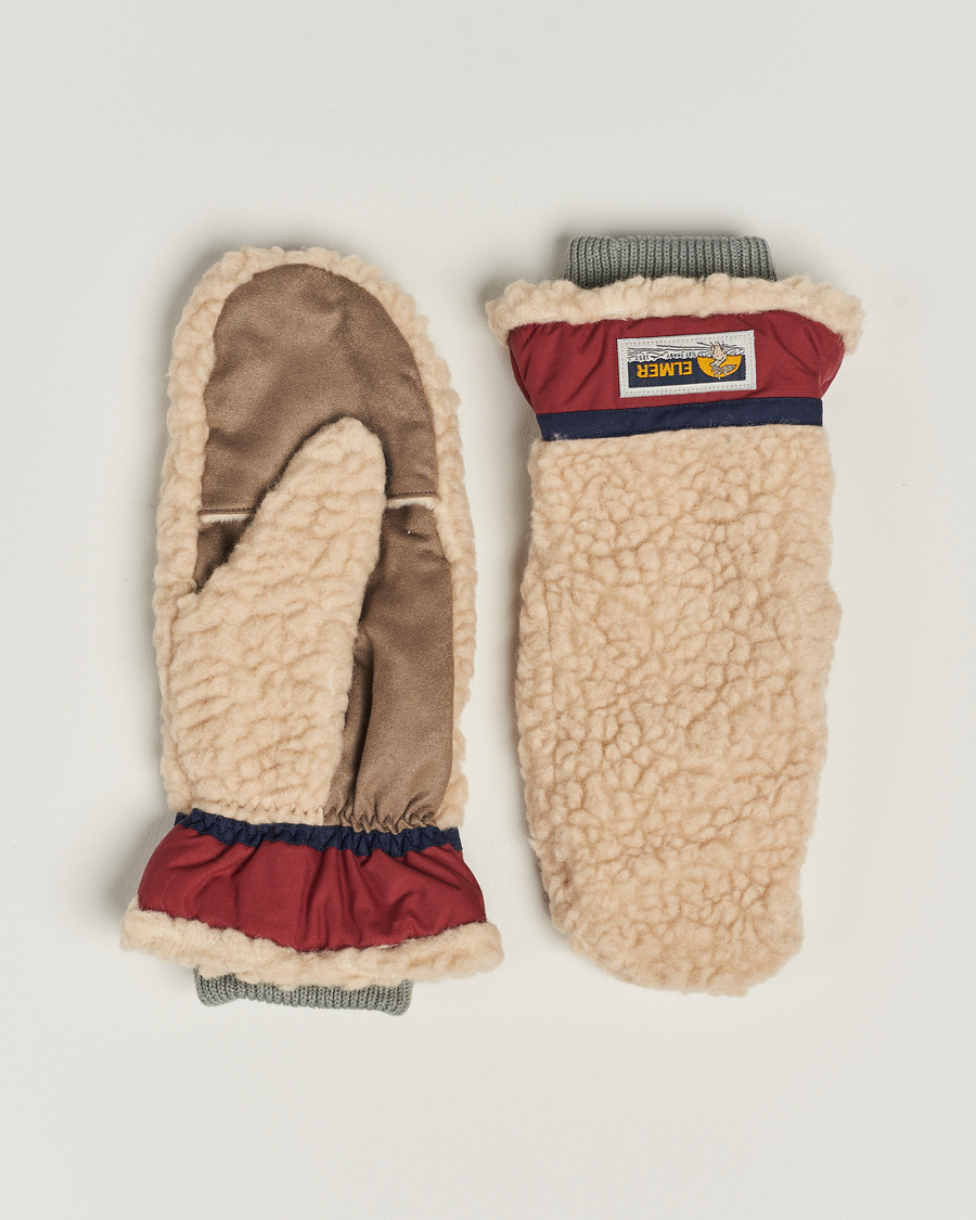 Homme | Elmer by Swany Miyo Wool Teddy Mittens Beige/Wine | Elmer by Swany | Miyo Wool Teddy Mittens Beige/Wine