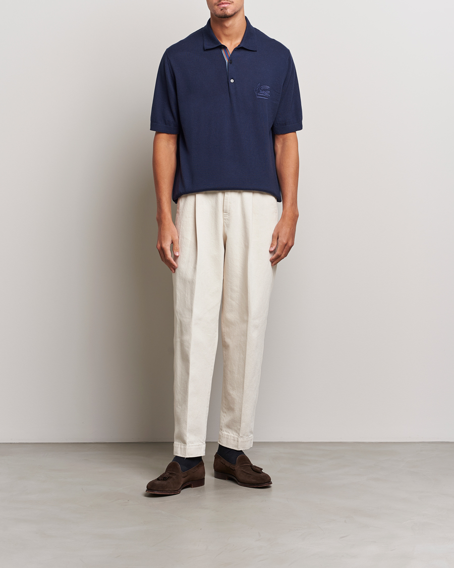 Homme | Polos | Etro | Cotton/Cashmere Polo Navy