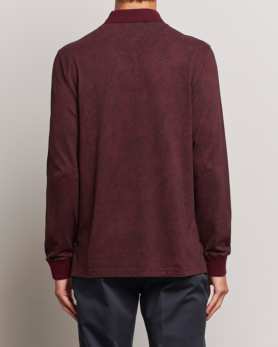 Homme | Pulls Et Tricots | Etro | Tonal Paisley Long Sleeve Polo Burgundy