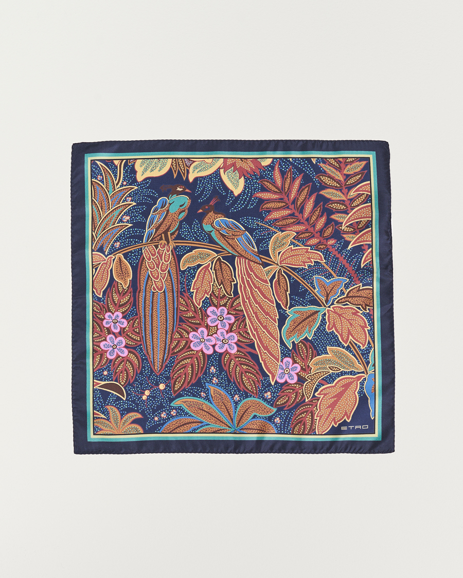 Homme | Etro Bangalore Printed Pocket Square Navy | Etro | Bangalore Printed Pocket Square Navy