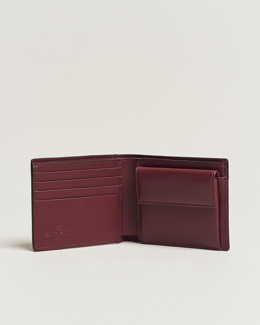 Homme |  | Etro | Paisley Leather Wallet Burgundy