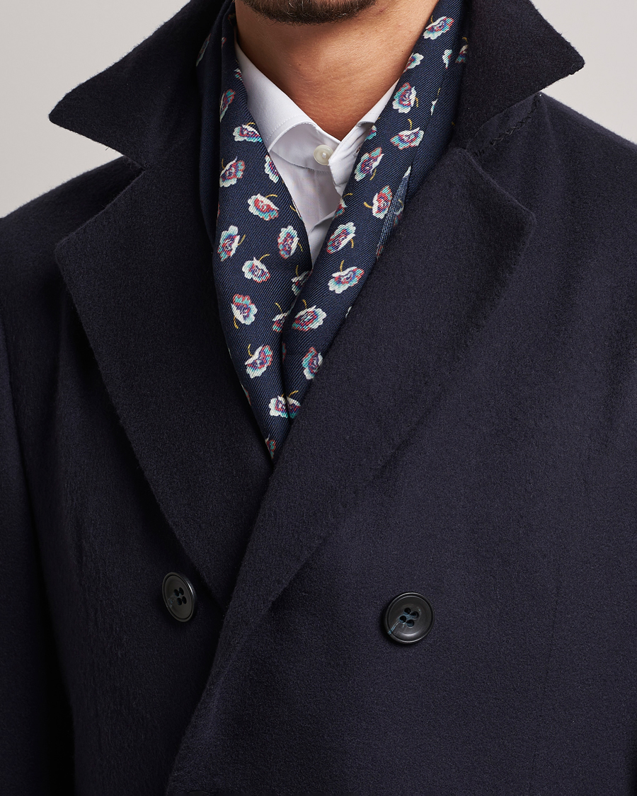 Homme | Etro Printed Wool/Silk Scarf Navy | Etro | Printed Wool/Silk Scarf Navy
