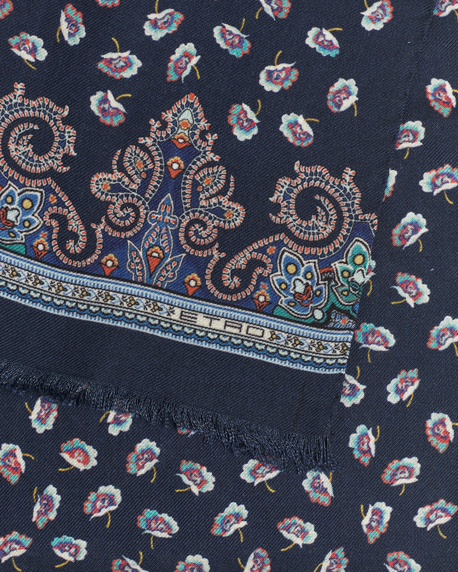 Homme | Etro Printed Wool/Silk Scarf Navy | Etro | Printed Wool/Silk Scarf Navy