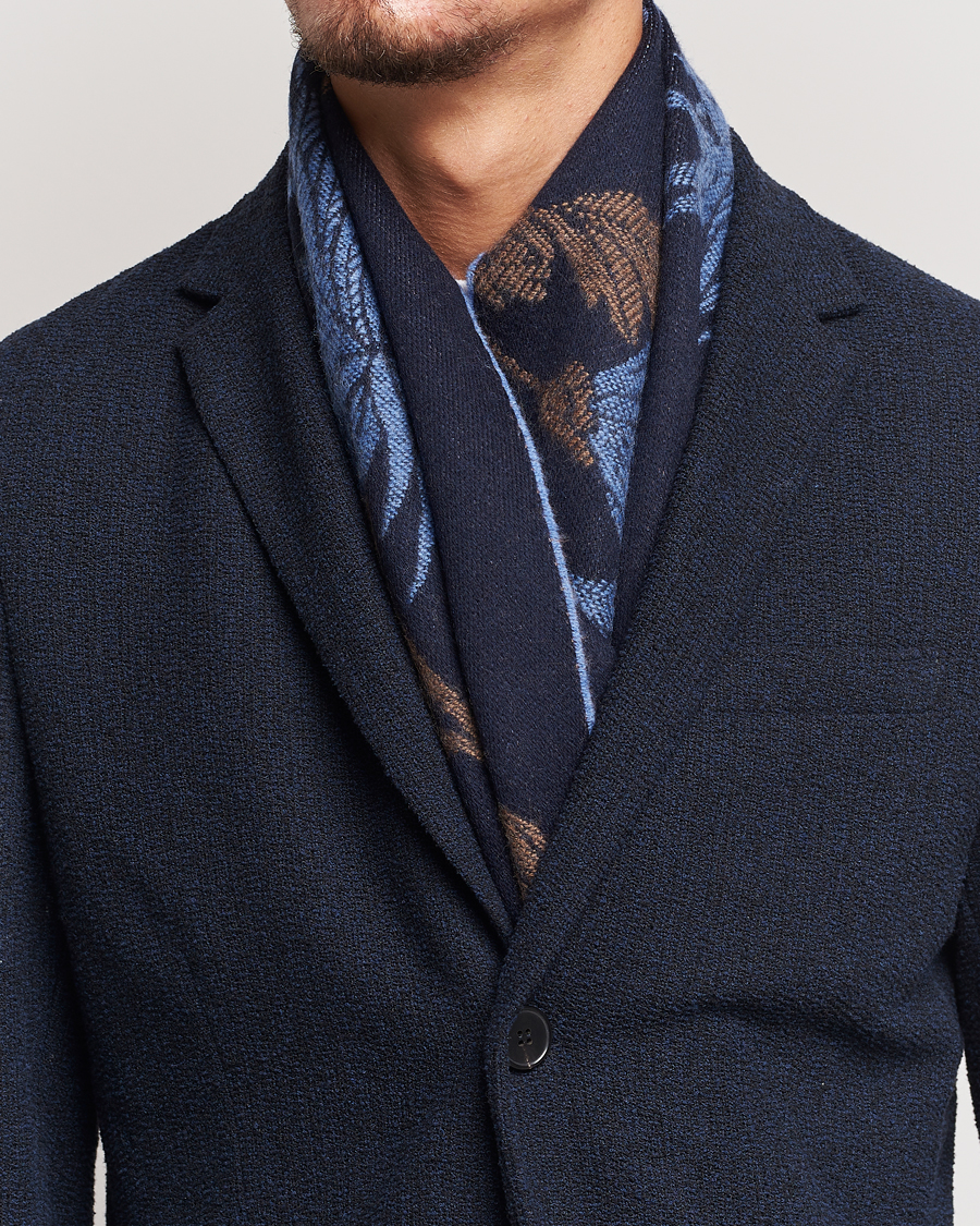 Homme |  | Etro | Floral Wool Scarf Dark Blue