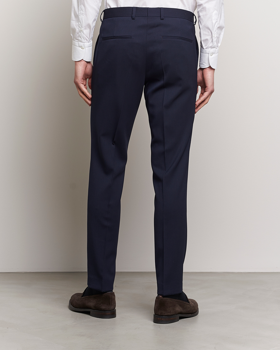 Homme | Pantalons | Oscar Jacobson | Denz Structured Wool Trousers Blue