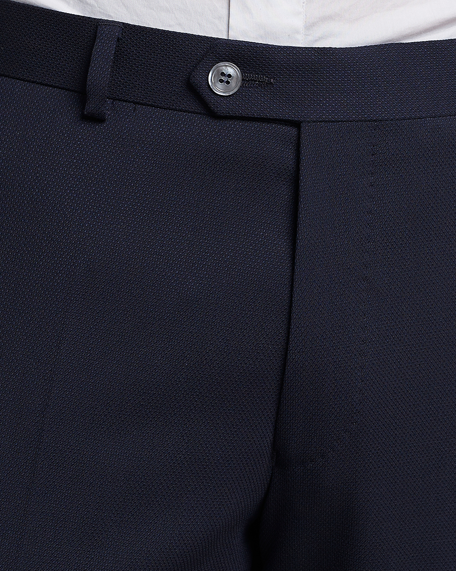 Homme | Pantalons | Oscar Jacobson | Denz Structured Wool Trousers Blue
