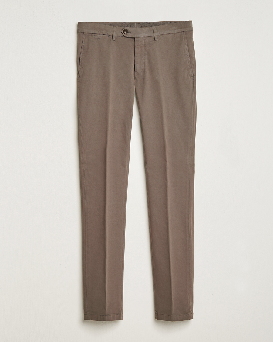 Homme | Pantalons | Canali | Slim Fit Stretch Chinos Brown