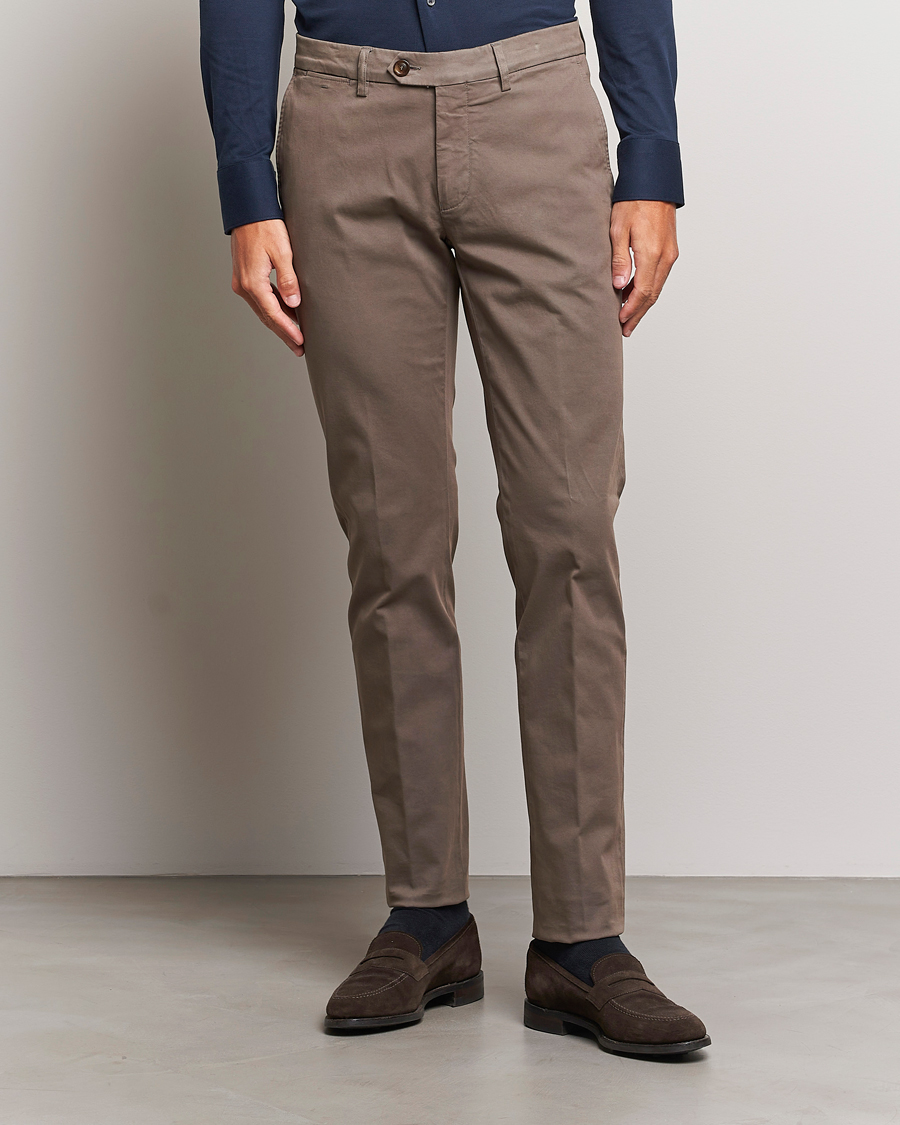 Homme | Pantalons | Canali | Slim Fit Stretch Chinos Brown