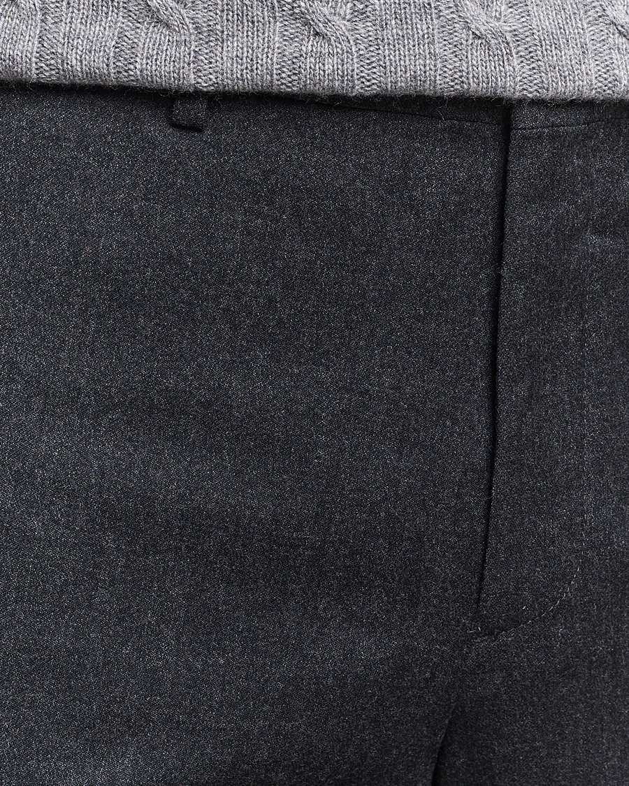 Homme | Pantalons | Canali | Slim Fit Washable Flannel Trousers Charcoal