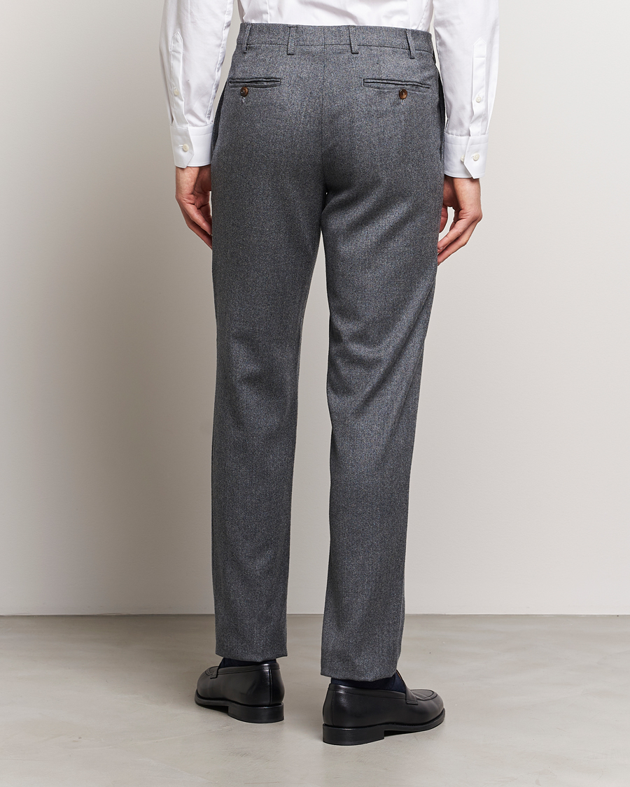 Homme | Pantalons | Canali | Slim Fit Washable Flannel Trousers Grey Melange