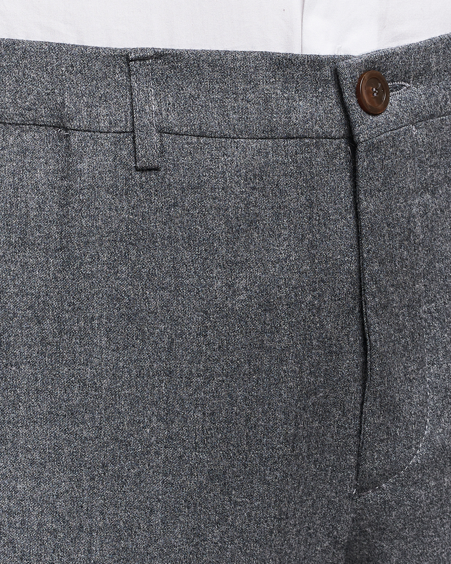 Homme | Pantalons | Canali | Slim Fit Washable Flannel Trousers Grey Melange