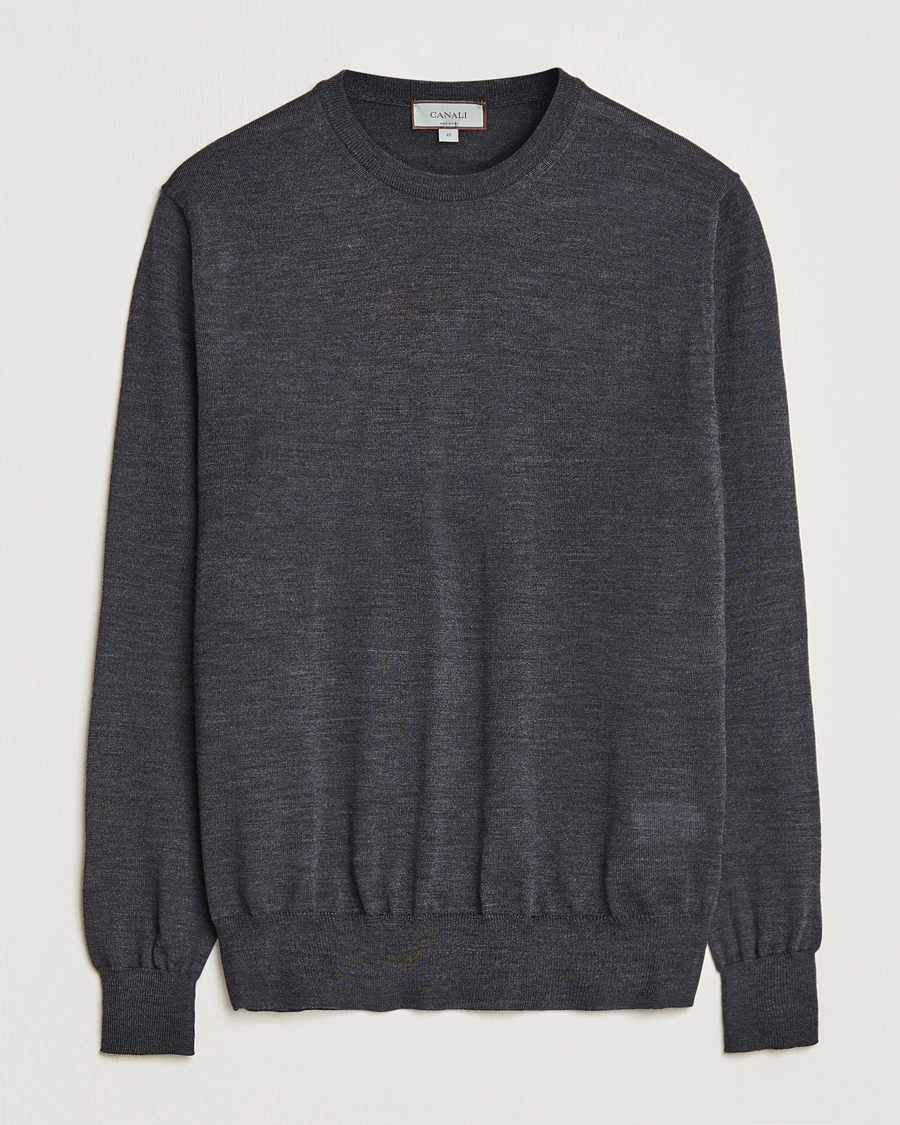 Homme | Pulls Et Tricots | Canali | Merino Wool Crew Neck Charcoal
