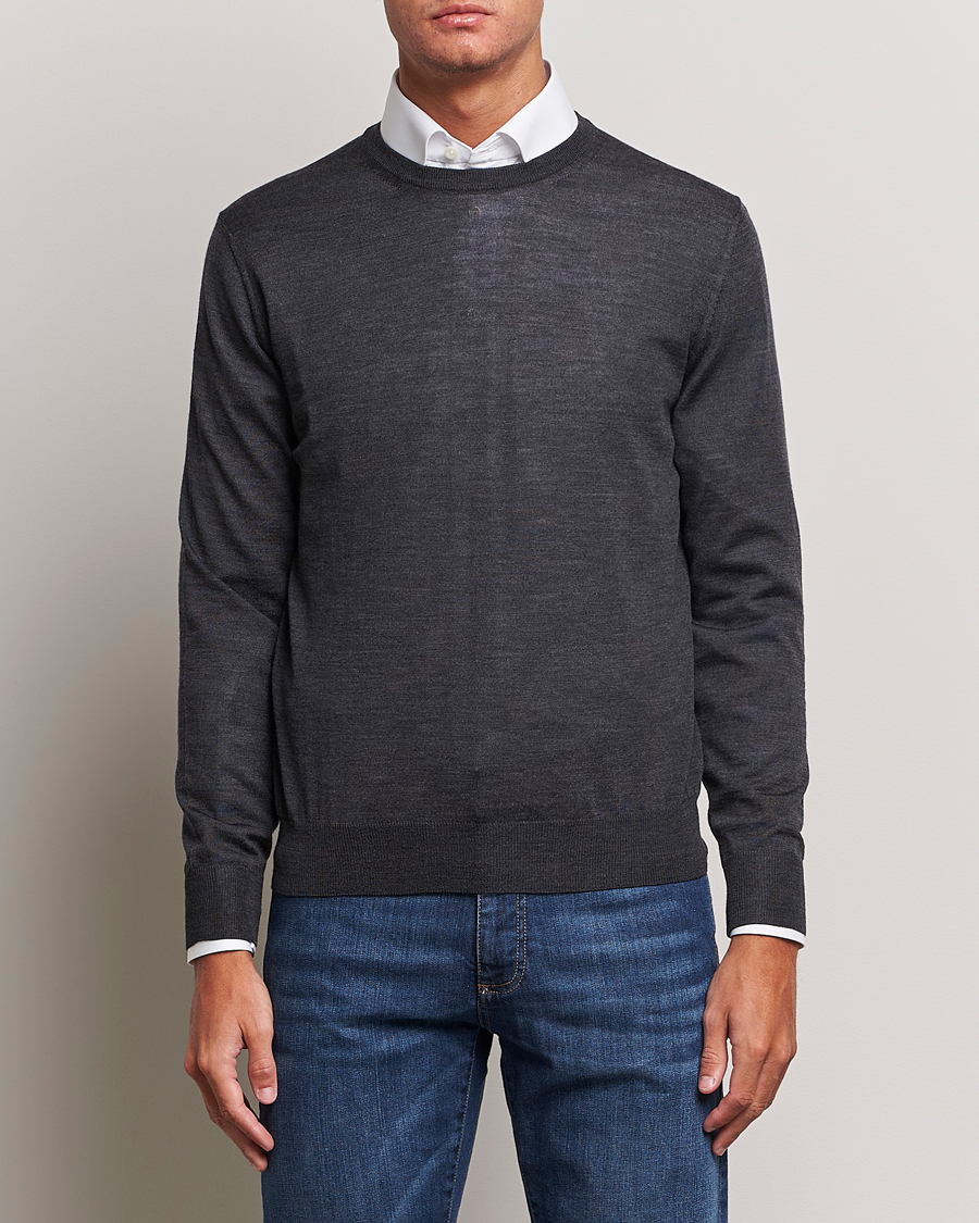 Homme | Pulls Et Tricots | Canali | Merino Wool Crew Neck Charcoal