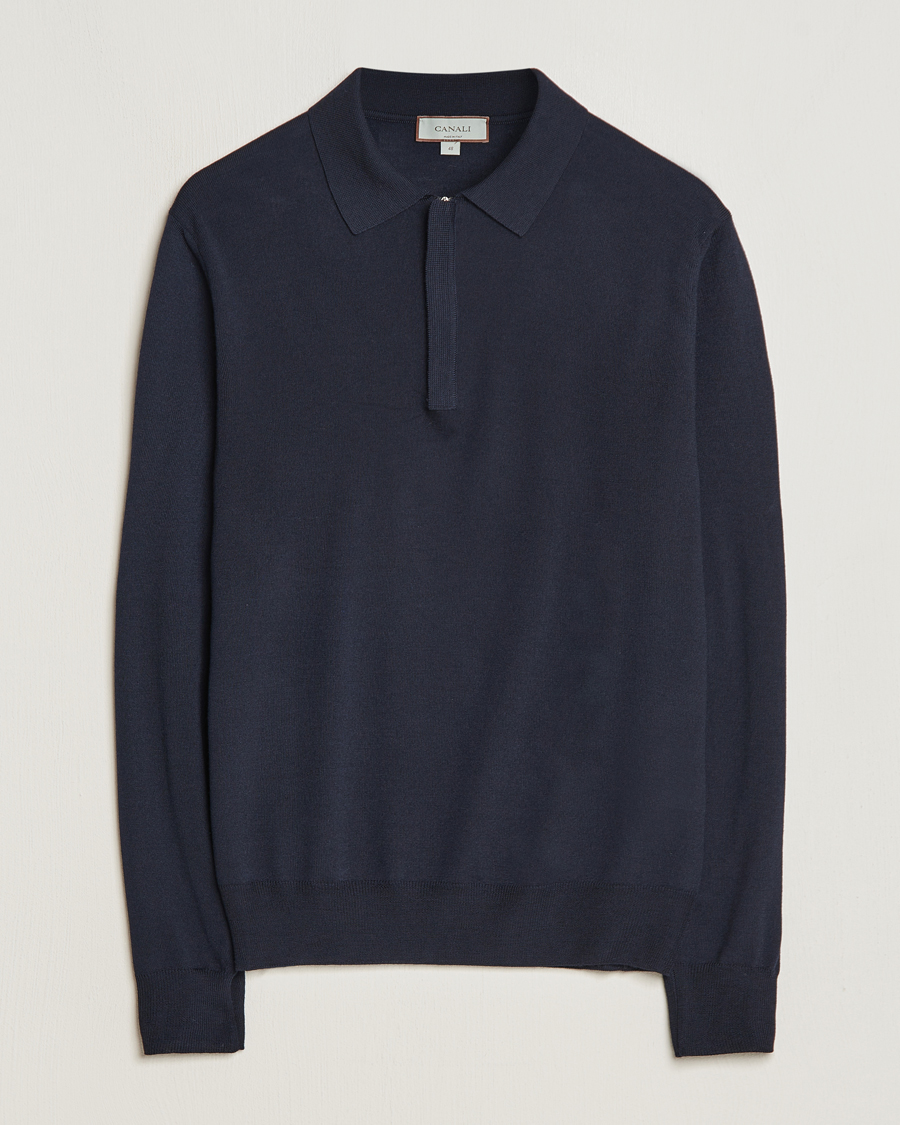 Homme | Pulls Et Tricots | Canali | Merino Wool Half Zip Navy