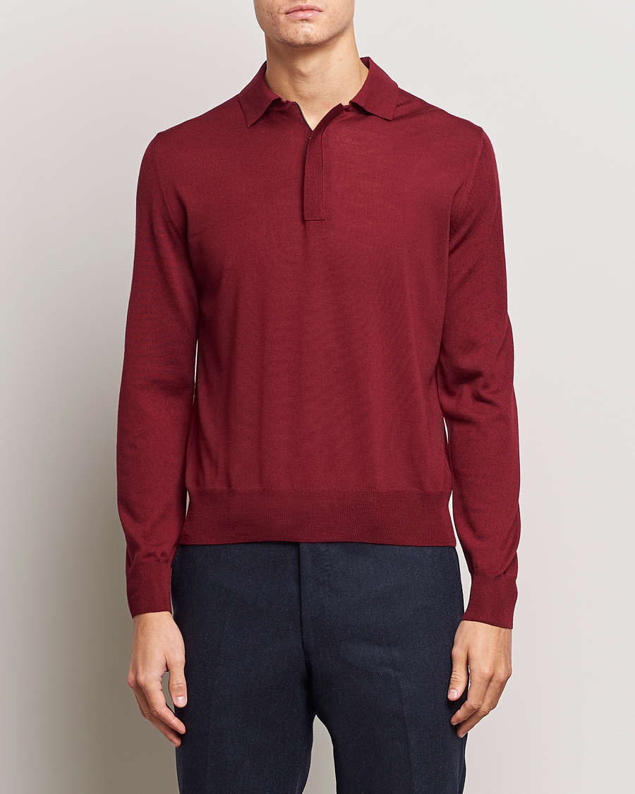 Homme | Pulls Et Tricots | Canali | Merino Wool Half Zip Burgundy