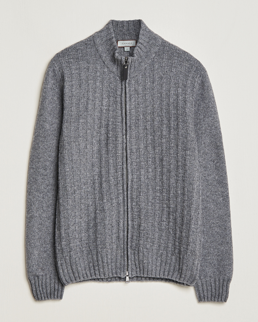 Homme | Pulls Et Tricots | Canali | Chunky Wool Cardigan Grey Melange