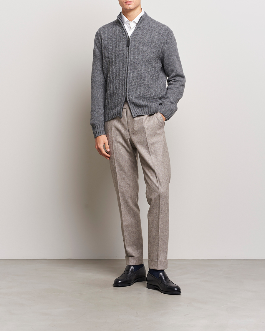 Homme | Pulls Et Tricots | Canali | Chunky Wool Cardigan Grey Melange