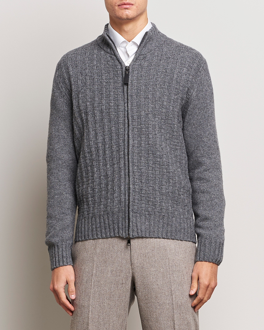 Homme | Pulls Et Tricots | Canali | Chunky Wool Cardigan Grey Melange