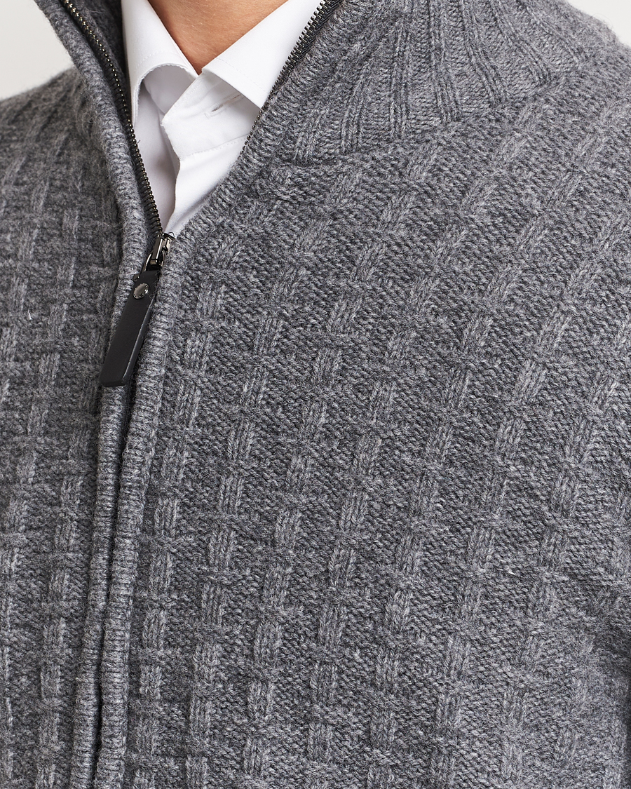 Homme | Pulls Et Tricots | Canali | Chunky Wool Cardigan Grey Melange