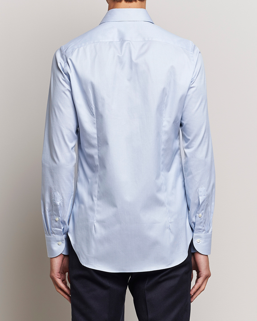 Homme | Chemises | Canali | Slim Fit Striped Cotton Shirt Light Blue