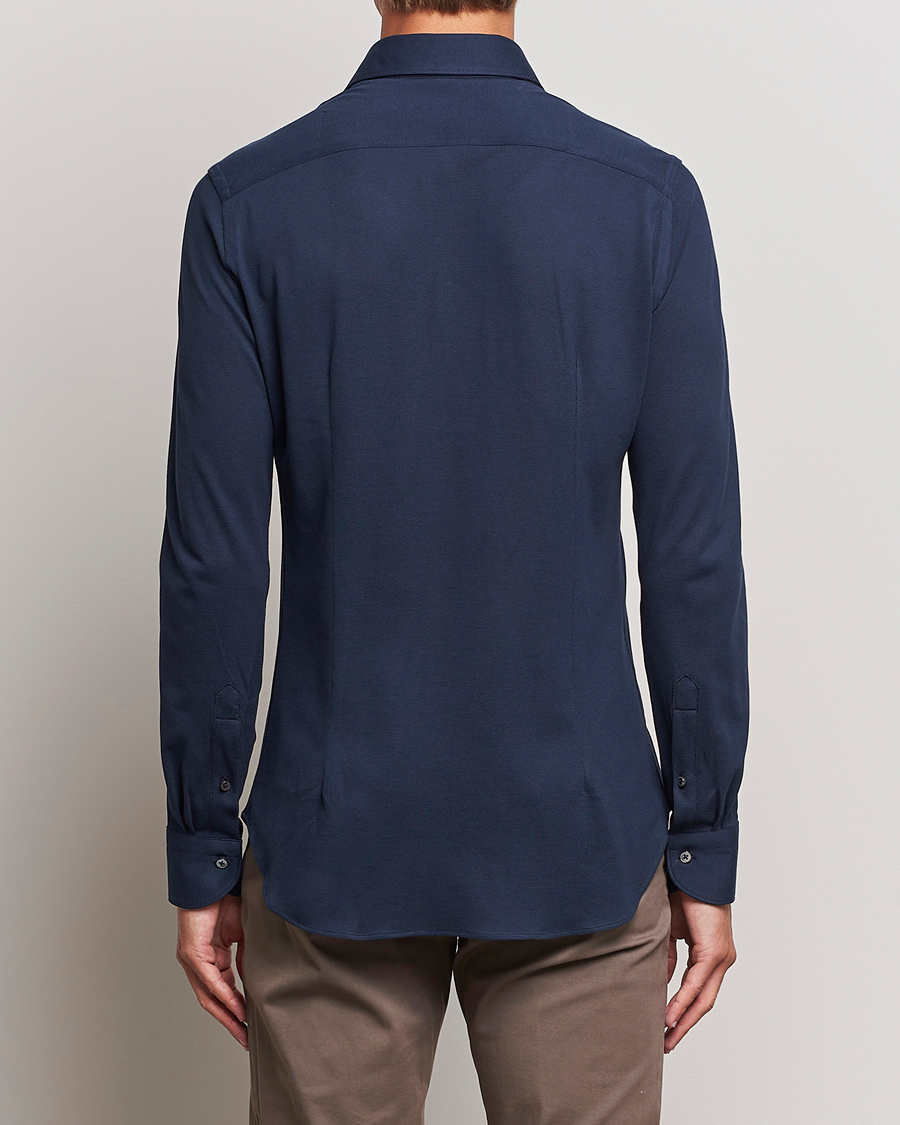 Homme | Chemises | Canali | Slim Fit Pique Shirt Navy