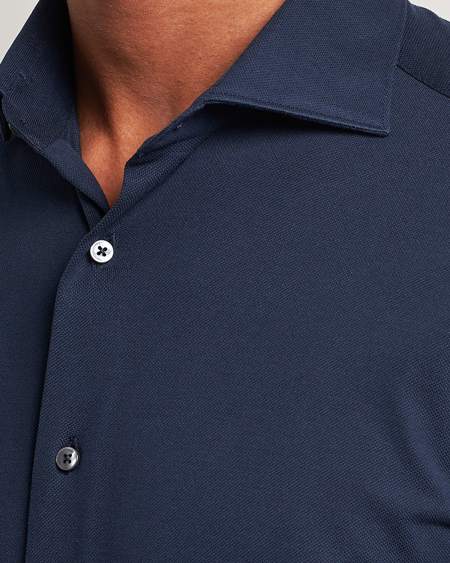 Homme | Chemises | Canali | Slim Fit Pique Shirt Navy