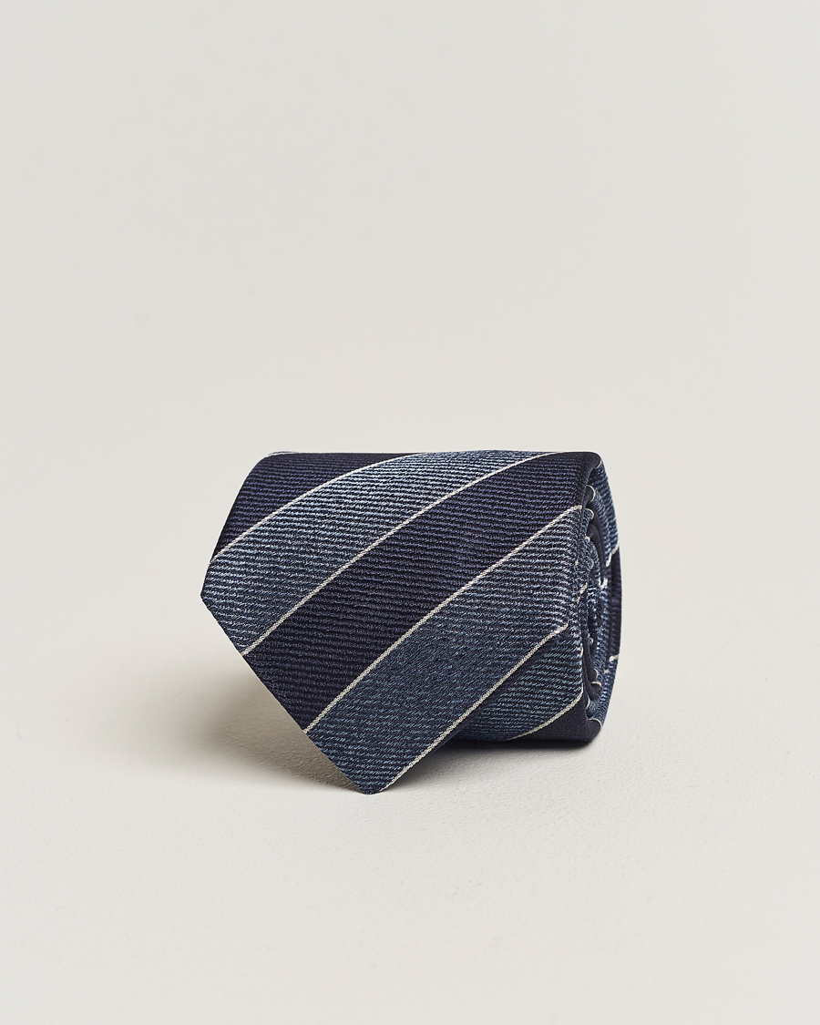 Homme | Canali Regimental Stripe Silk Tie Navy | Canali | Regimental Stripe Silk Tie Navy