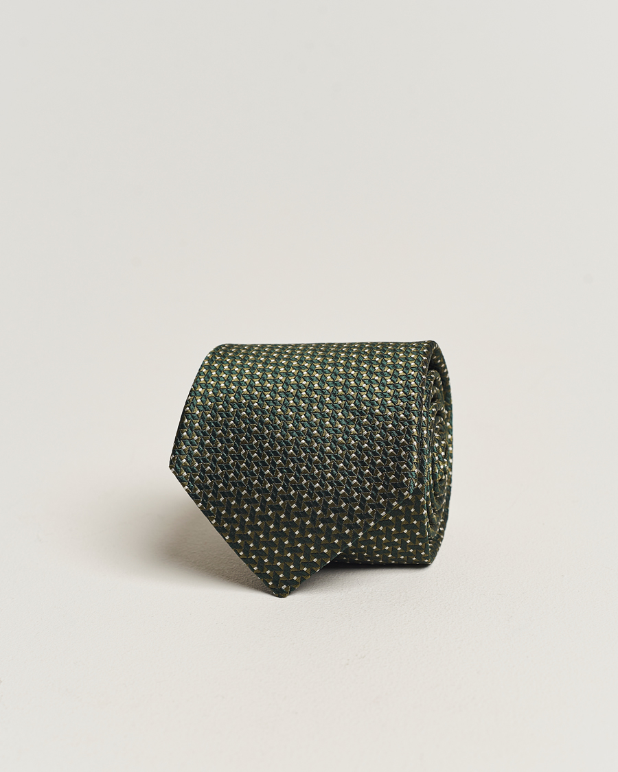 Homme | Canali Jacquard Micro Dot Silk Tie Dark Green | Canali | Jacquard Micro Dot Silk Tie Dark Green