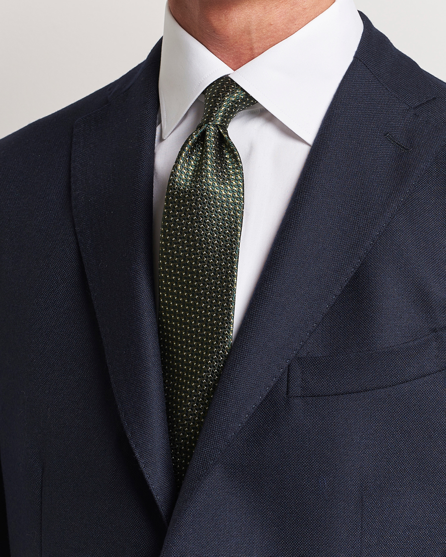 Homme | Canali Jacquard Micro Dot Silk Tie Dark Green | Canali | Jacquard Micro Dot Silk Tie Dark Green
