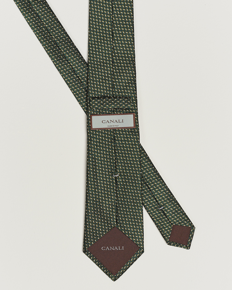 Homme | Canali Jacquard Micro Dot Silk Tie Dark Green | Canali | Jacquard Micro Dot Silk Tie Dark Green