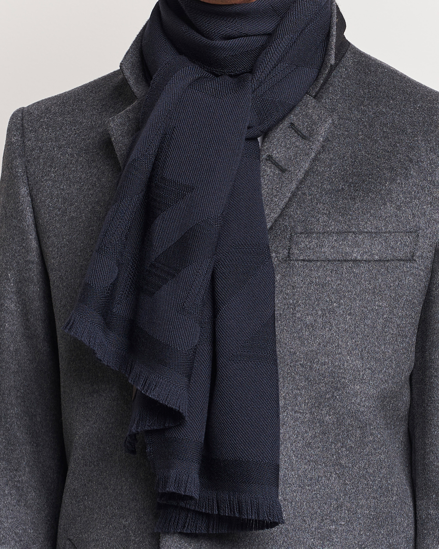 Homme |  | Canali | Textured Wool Scarf Navy