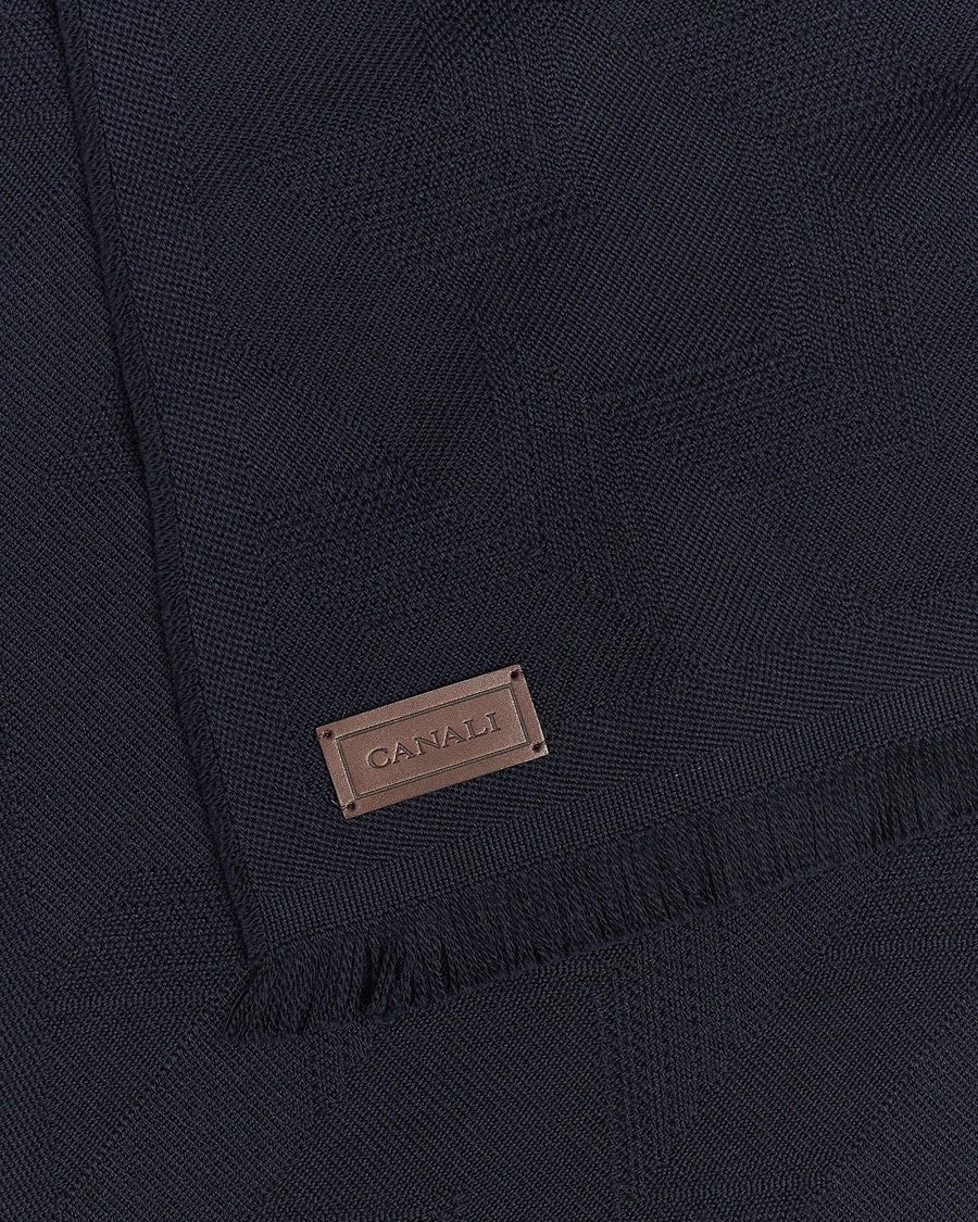 Homme | Canali Textured Wool Scarf Navy | Canali | Textured Wool Scarf Navy