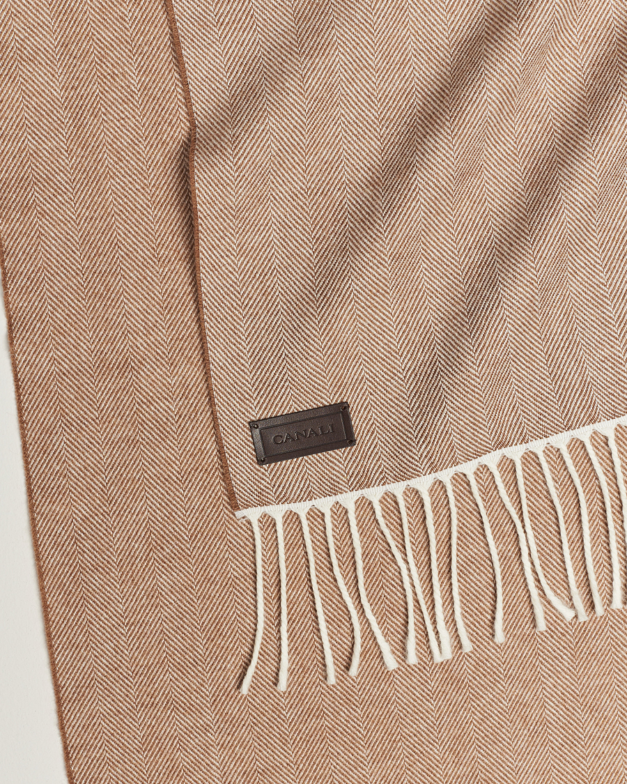 Homme | Canali Herringbone Wool Scarf Beige | Canali | Herringbone Wool Scarf Beige