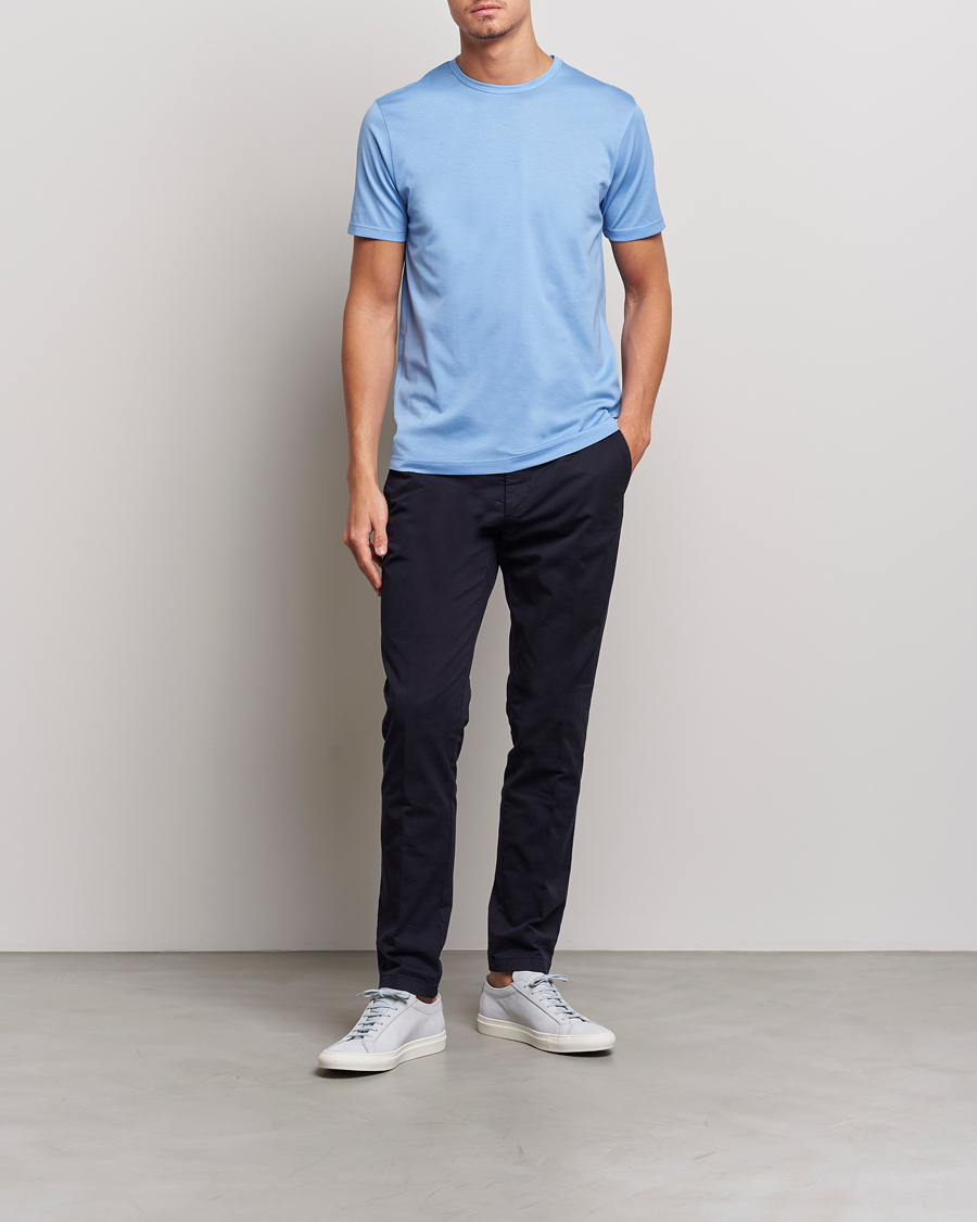 Homme | T-shirts | Sunspel | Crew Neck Cotton Tee Cool Blue