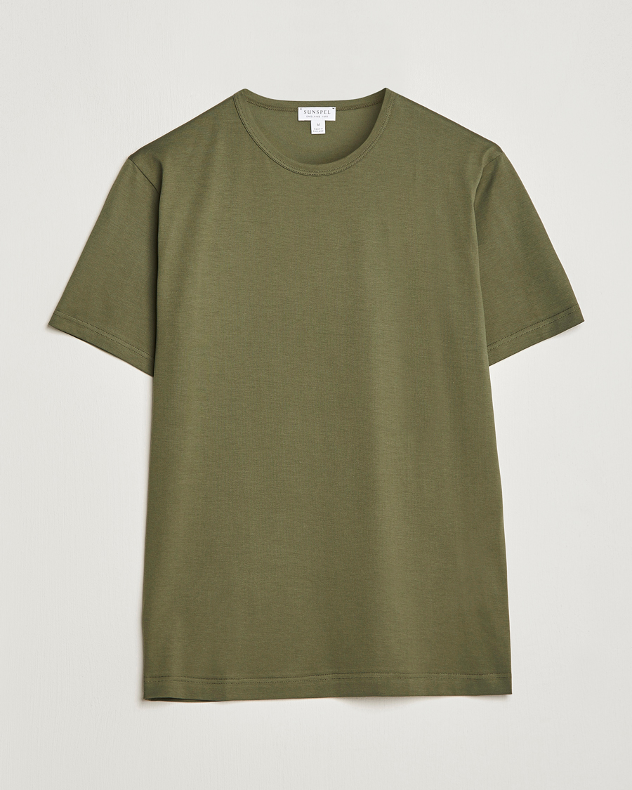Homme | T-shirts | Sunspel | Crew Neck Cotton Tee Hunter Green