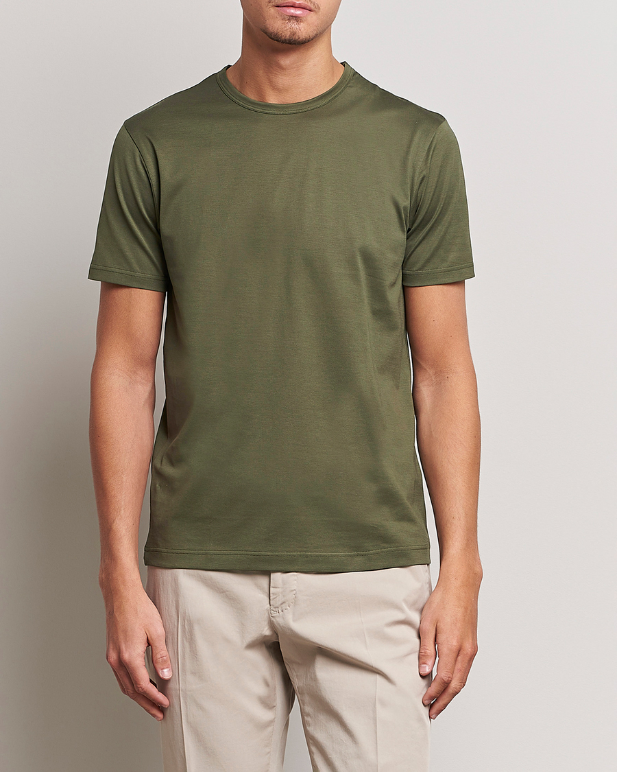 Homme | T-shirts | Sunspel | Crew Neck Cotton Tee Hunter Green