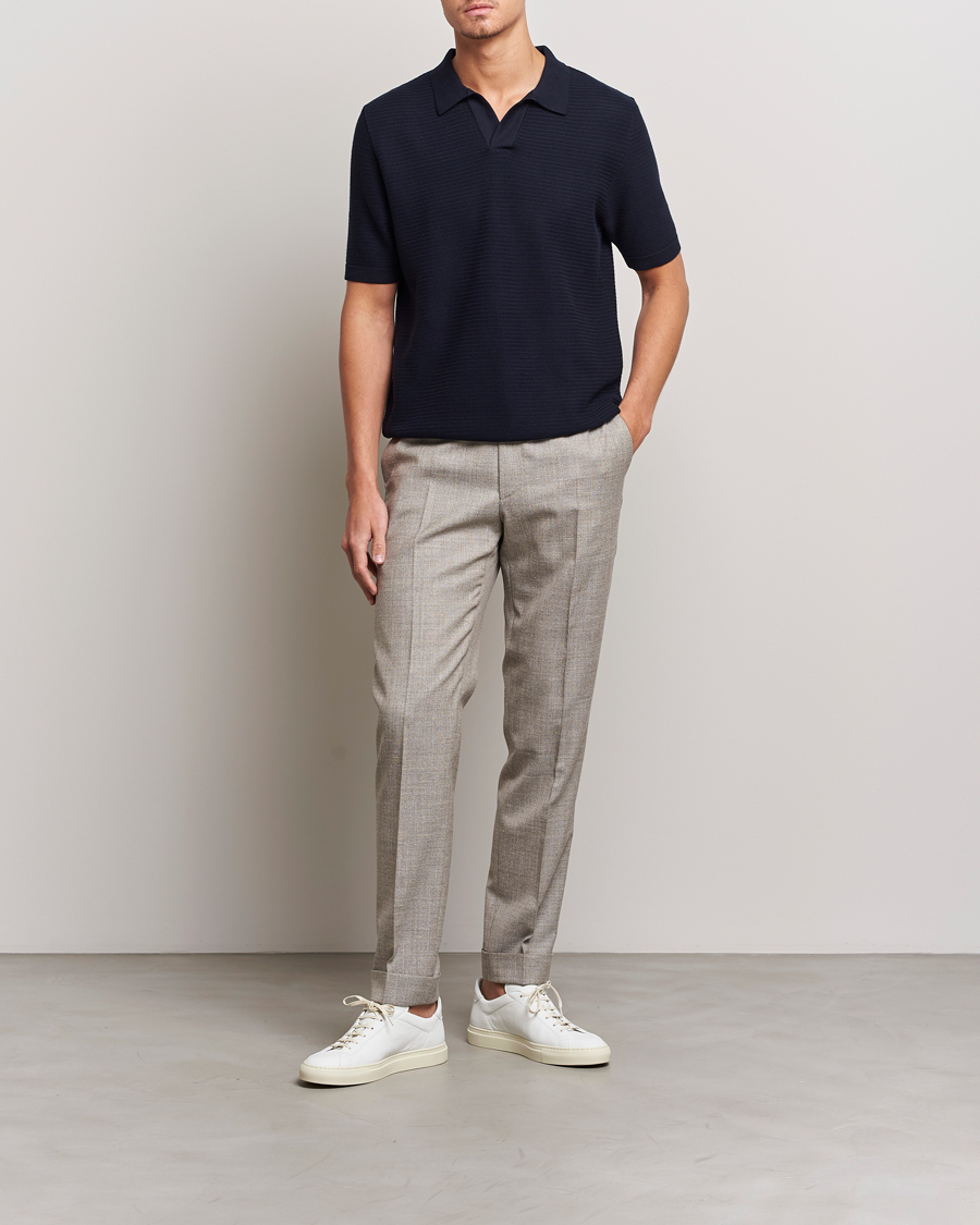 Homme | Polos | Sunspel | Knitted Polo Shirt Navy
