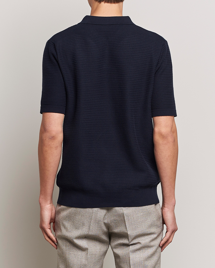 Homme | Polos | Sunspel | Knitted Polo Shirt Navy