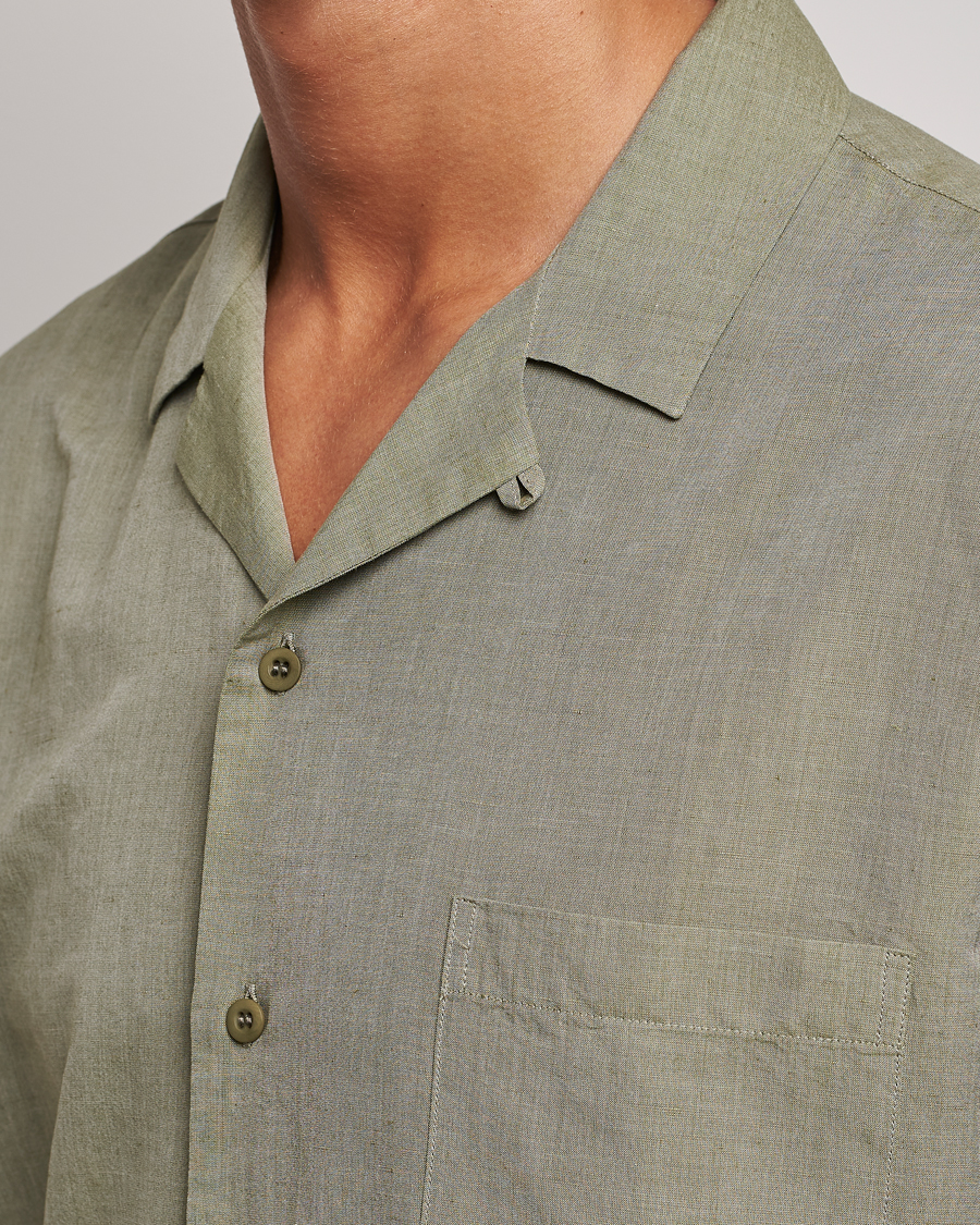 Homme | Chemises | Sunspel | Lightweight Cotton/Linen Resort Shirt Hunter Green