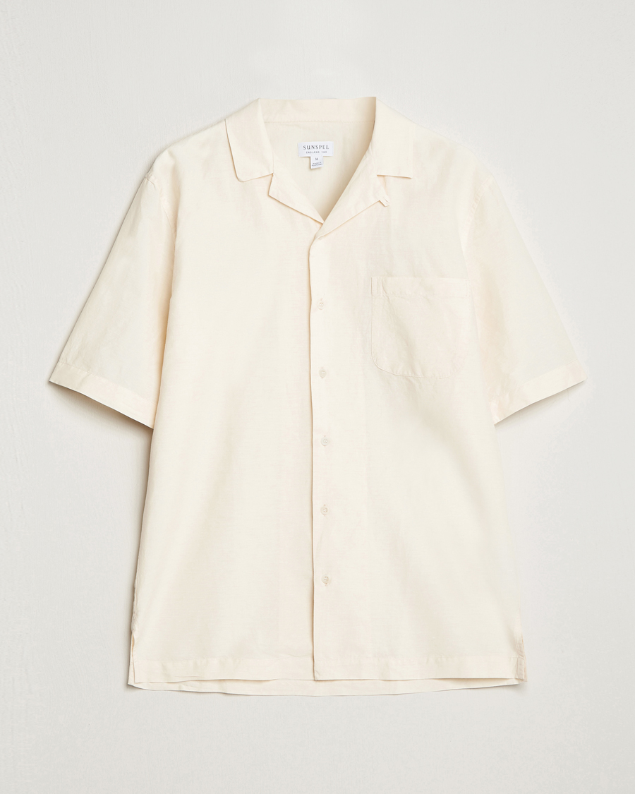 Homme | Chemises | Sunspel | Lightweight Cotton/Linen Resort Shirt Ecru