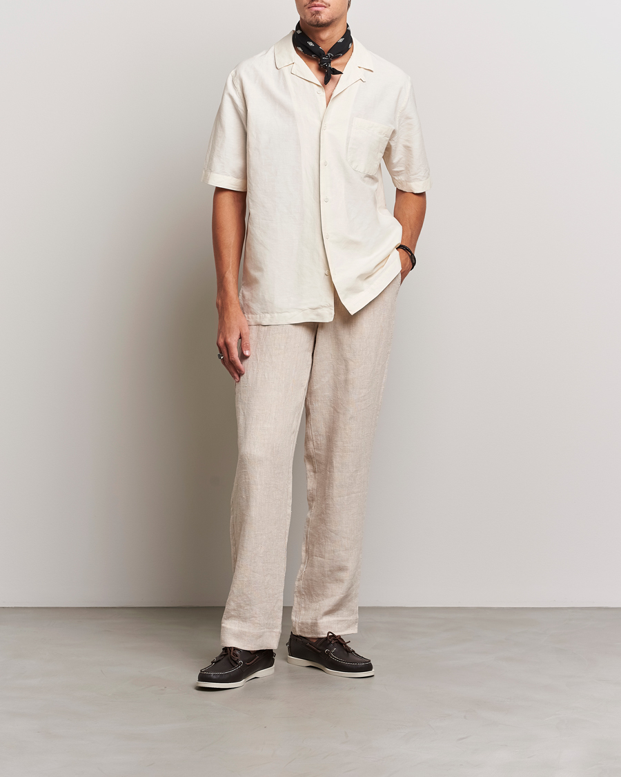 Homme | Chemises | Sunspel | Lightweight Cotton/Linen Resort Shirt Ecru