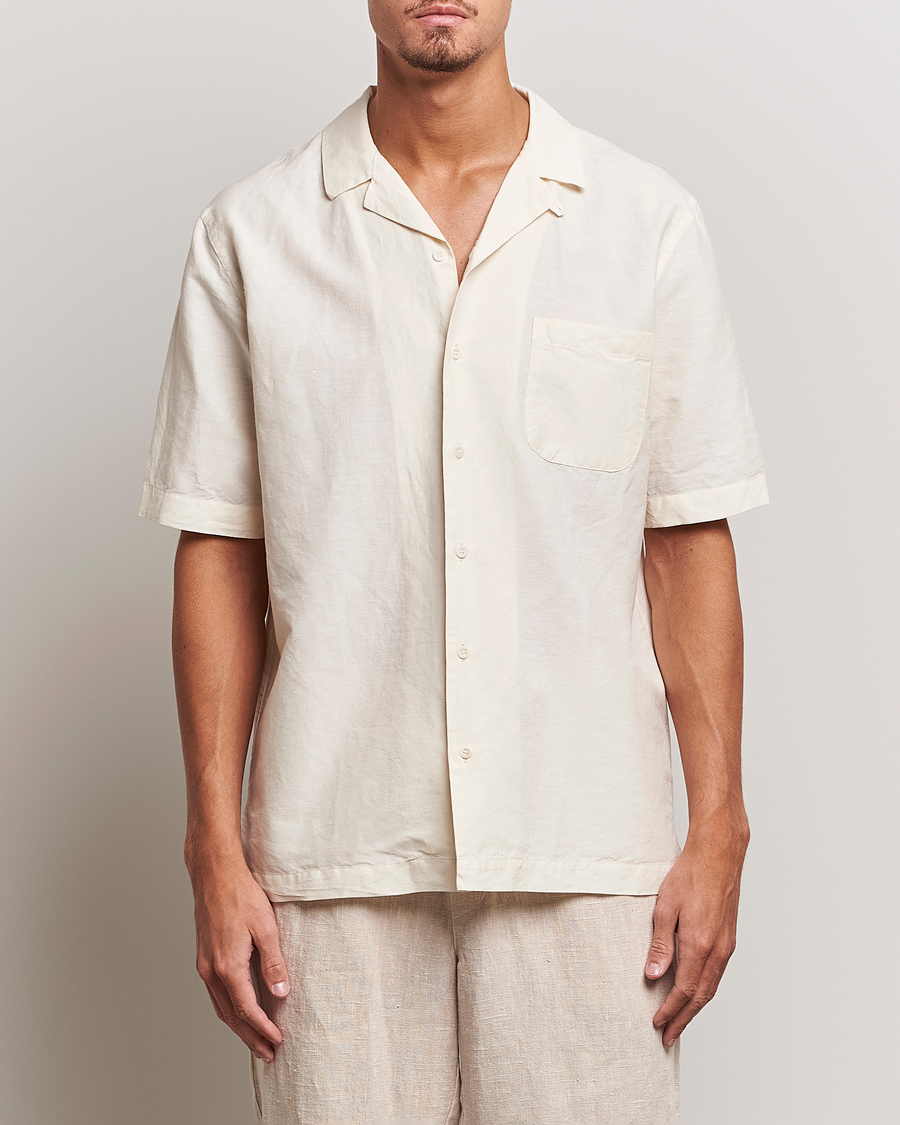 Homme | Chemises | Sunspel | Lightweight Cotton/Linen Resort Shirt Ecru