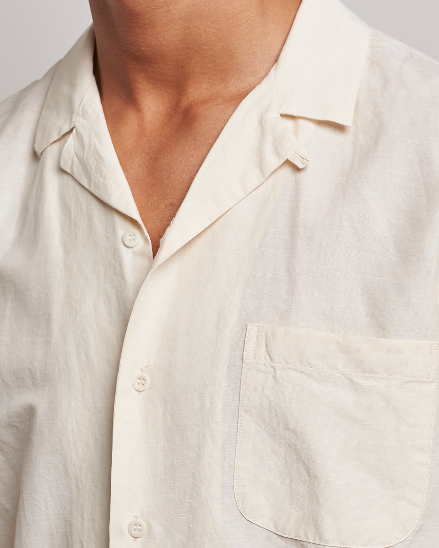 Homme | Chemises | Sunspel | Lightweight Cotton/Linen Resort Shirt Ecru