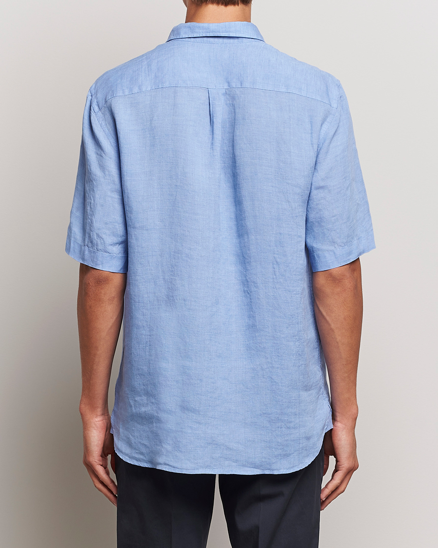 Homme | Chemises | Sunspel | Short Sleeve Linen Shirt Cool Blue