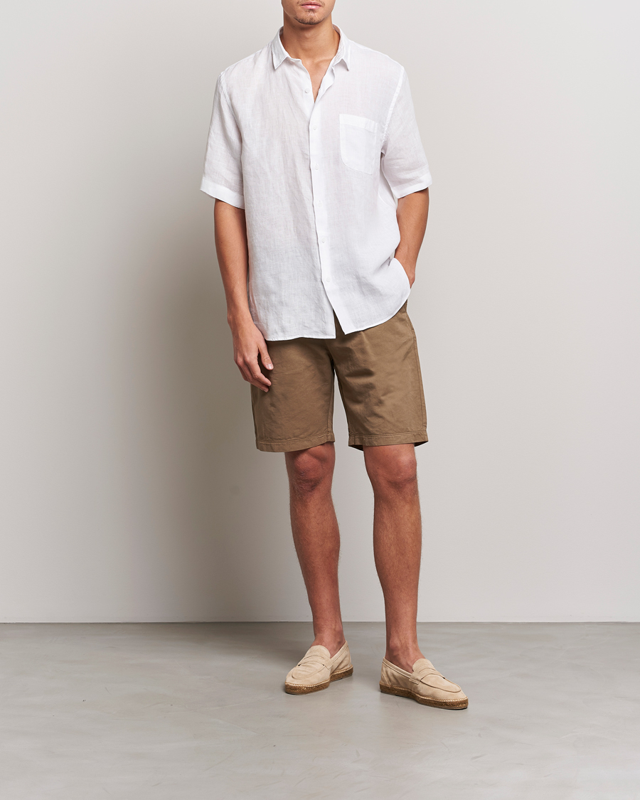 Homme | Chemises | Sunspel | Short Sleeve Linen Shirt White