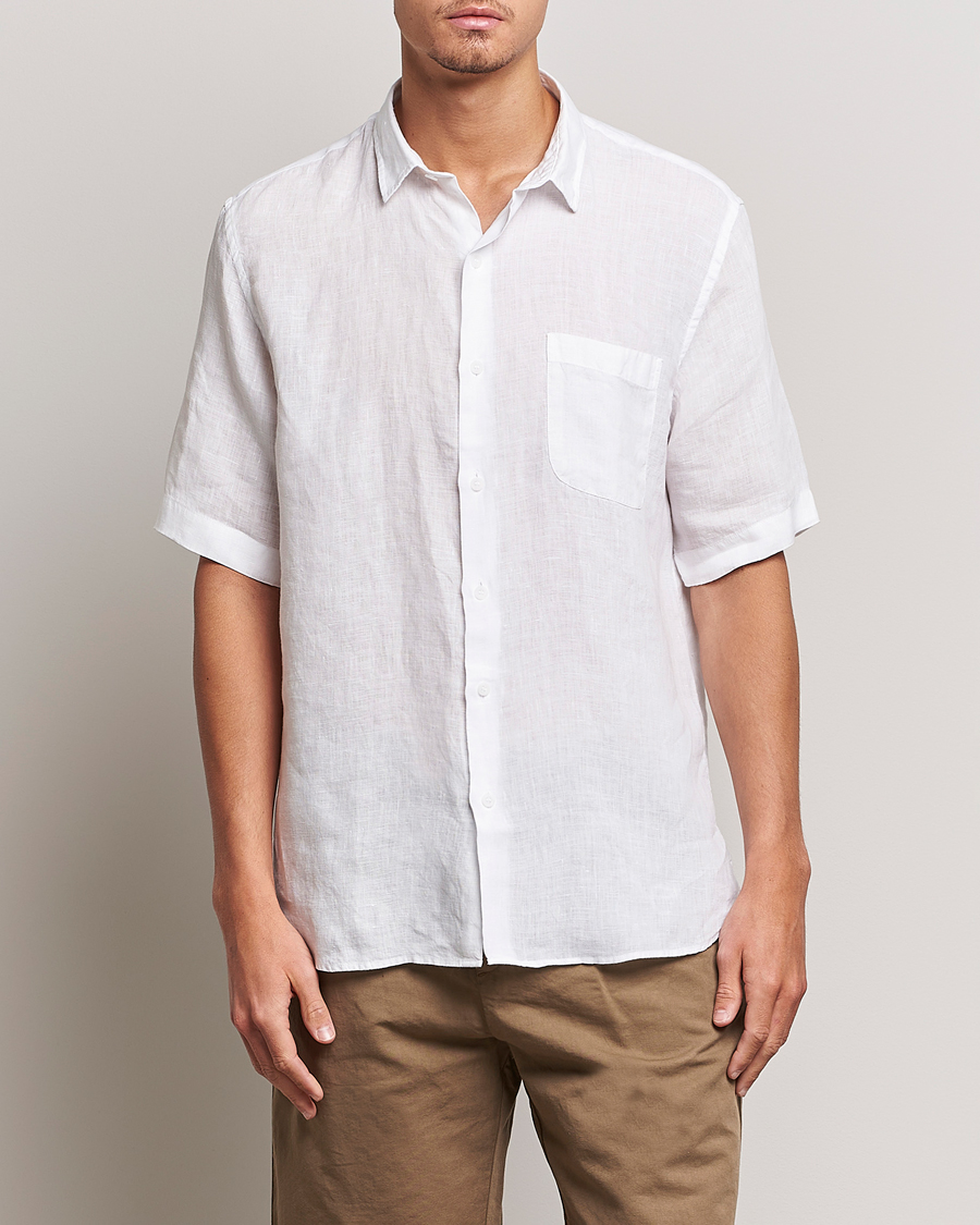 Homme | Chemises | Sunspel | Short Sleeve Linen Shirt White