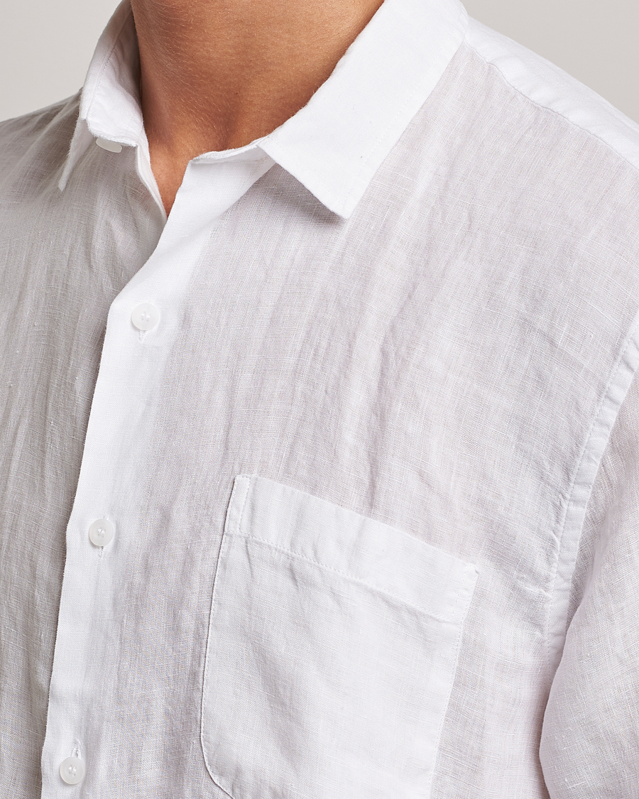 Homme | Chemises | Sunspel | Short Sleeve Linen Shirt White