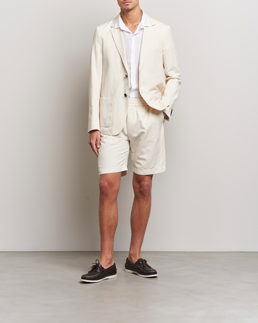 Homme | Shorts | Sunspel | Cotton/Linen Drawstring Shorts Undyed
