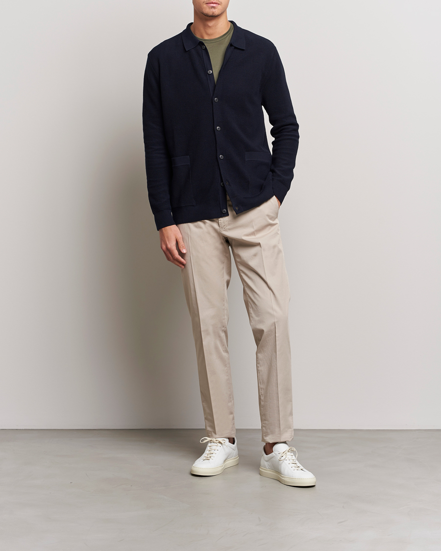 Homme | Pulls Et Tricots | Sunspel | Long Staple Cotton Knitted Jacket Navy